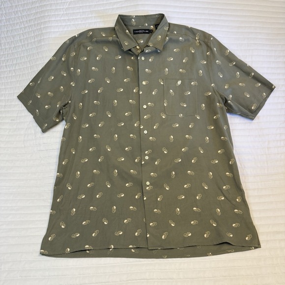 Nicklaus Shirt Mens XL Green Silk Cotton Short Sleeve Golf Preppy Geometric - Picture 1 of 8